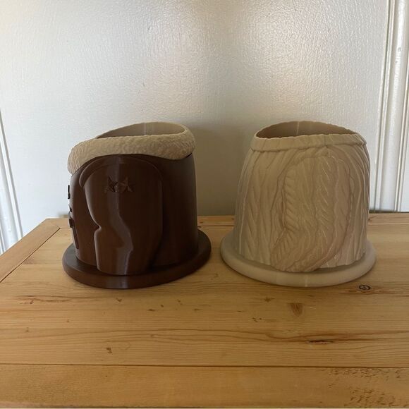 Cozy Duo: Cable Sweater & Aviator Jacket Planter Set - Perfect Grandma & Grandpa - Picture 4 of 14